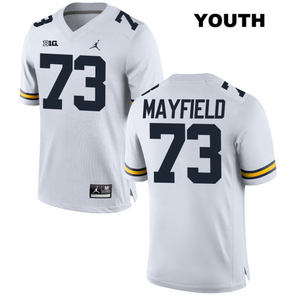 Youth NCAA Michigan Wolverines Jalen Mayfield #73 White Jordan Brand Authentic Stitched Football College Jersey ZP25M08PI